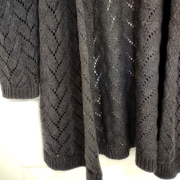 Leo & Nicole Gray Sweater Cardigan Open Front Duster Light Knit LS M - Picture 3 of 8